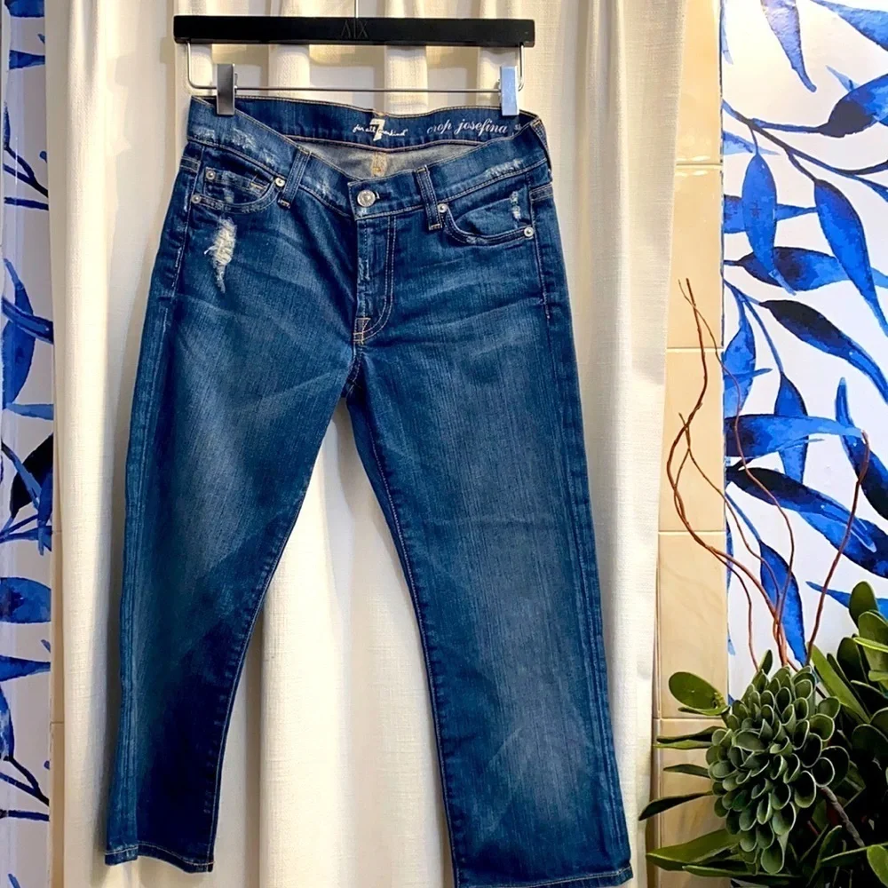 7 For All Mankind Josefina Crop Skinny Jeans 24 - Picture 1 of 8